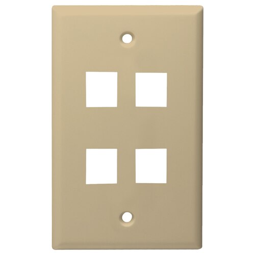 DataComm Keystone Wallplate, 1-Gang, 4-Port