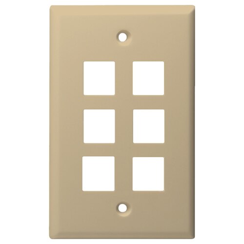DataComm Keystone Wallplate, 1-Gang, 6-Port