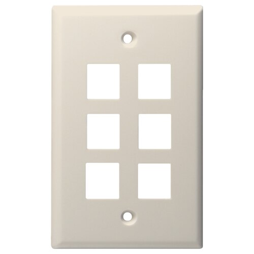 DataComm Keystone Wallplate, 1-Gang, 6-Port