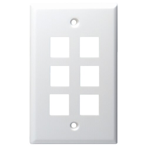 DataComm Keystone Wallplate, 1-Gang, 6-Port