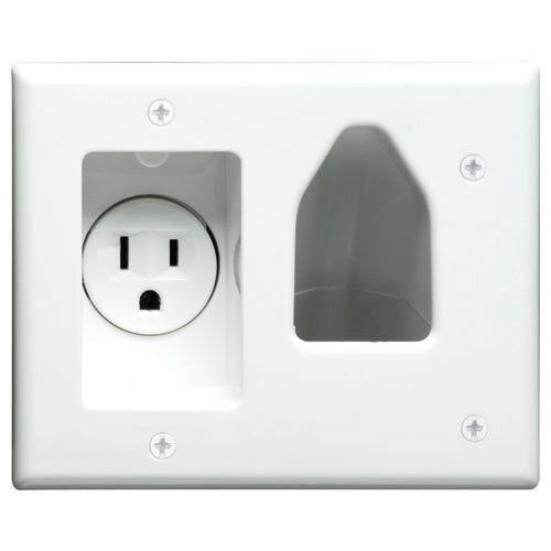 DataComm Recessed Cable Access Wallplate with Receptacle