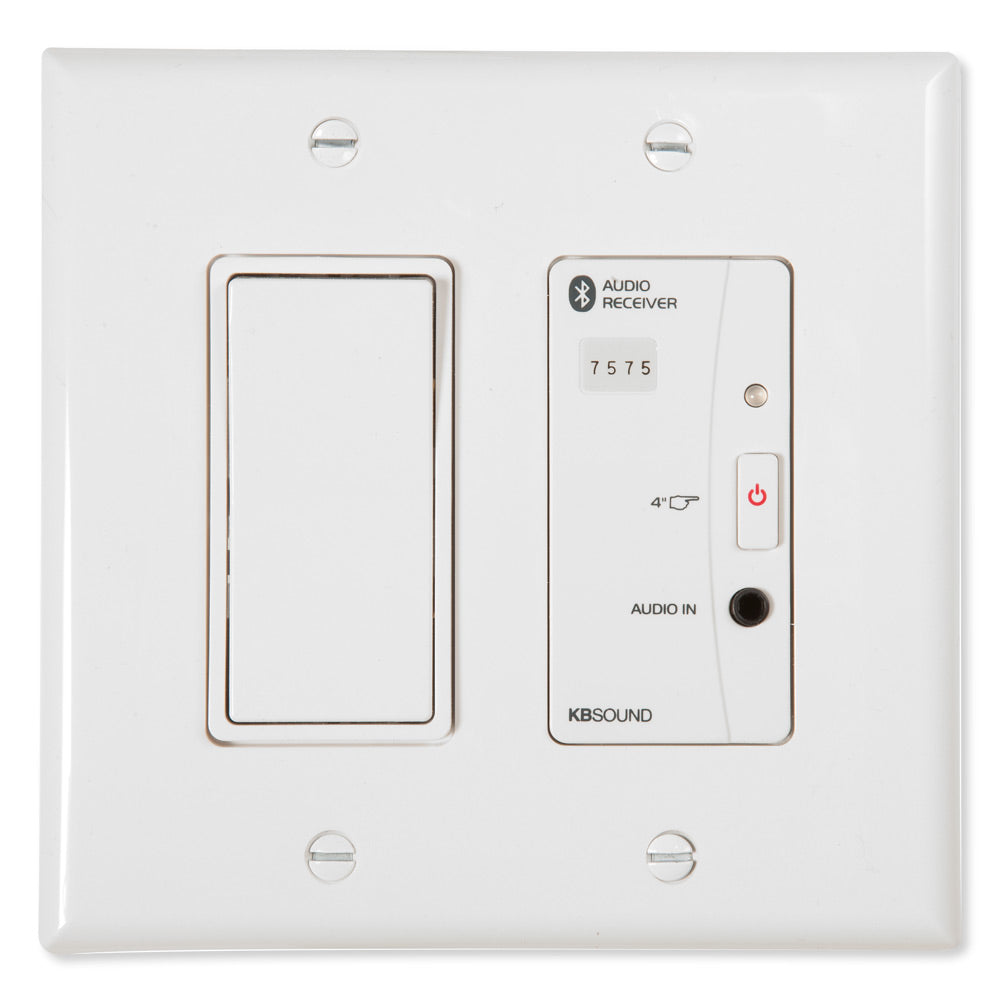 KBSound In-Wall Bluetooth Audio Receiver with Power Supply, White, US (Open Box)