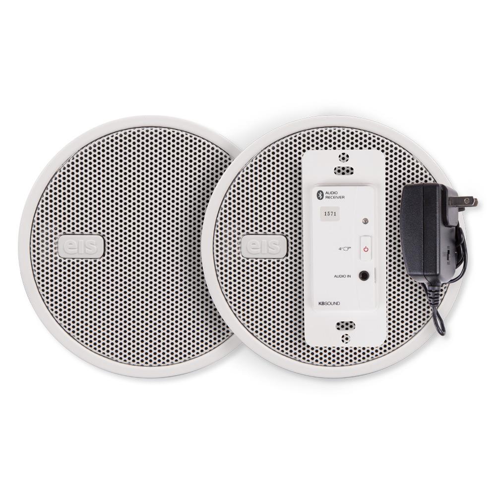 KBSound In-Wall Bluetooth Audio Receiver with Two 2.5 In. Speakers and Power Supply, White, US