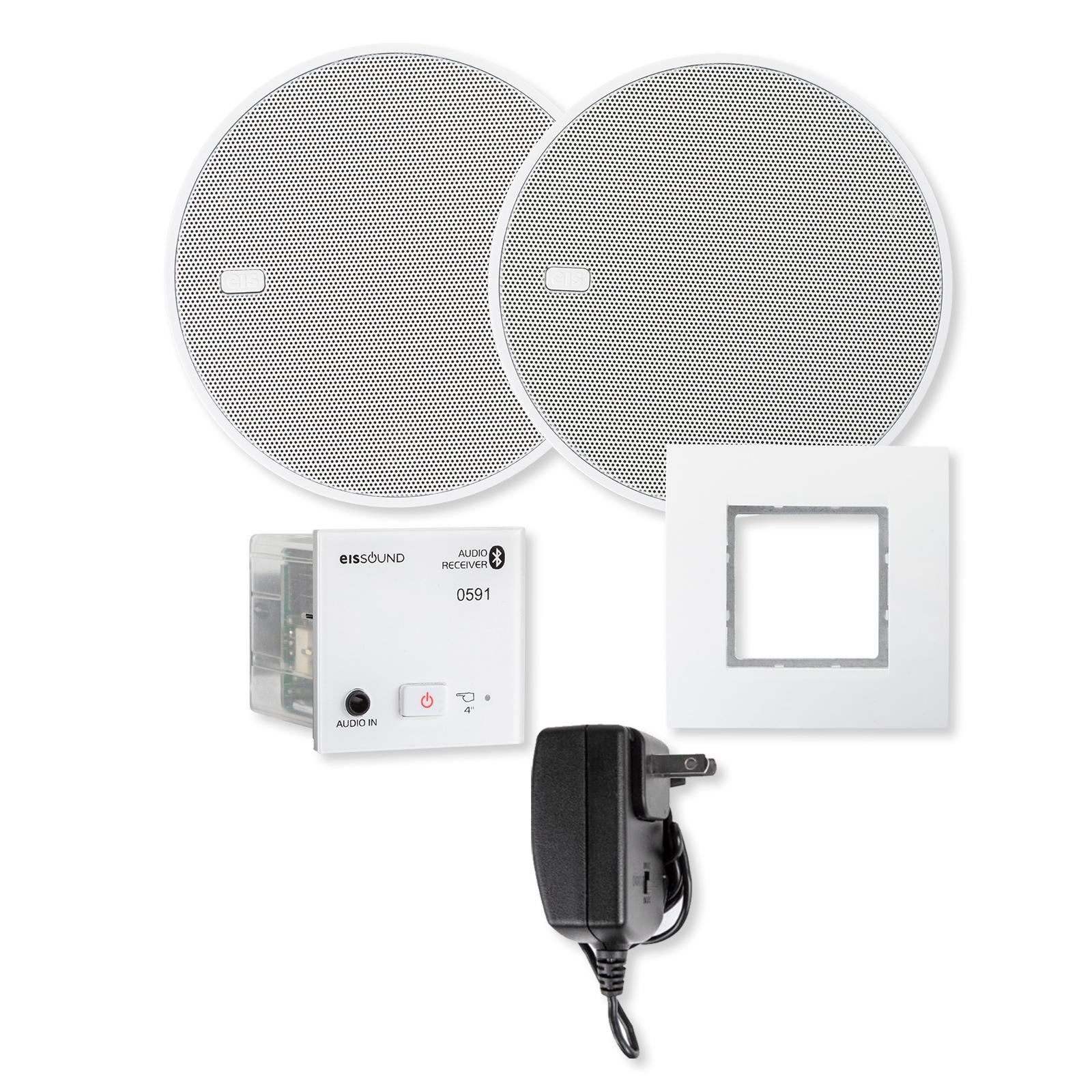 KBSound In-Wall Bluetooth Audio Receiver with Two 5 In. Speakers and Power Supply, White, EU