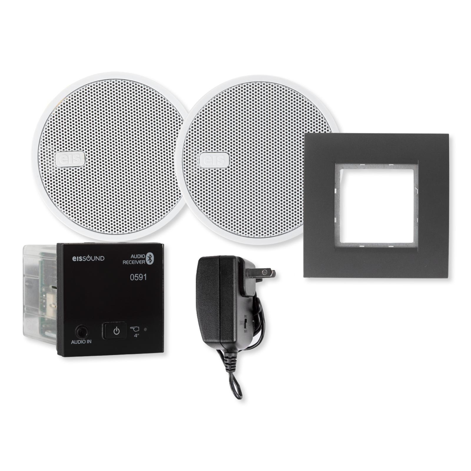 EISsound In-Wall Bluetooth Audio Receiver with Two 2.5 In. Speakers and Power Supply, Black (E.U.)