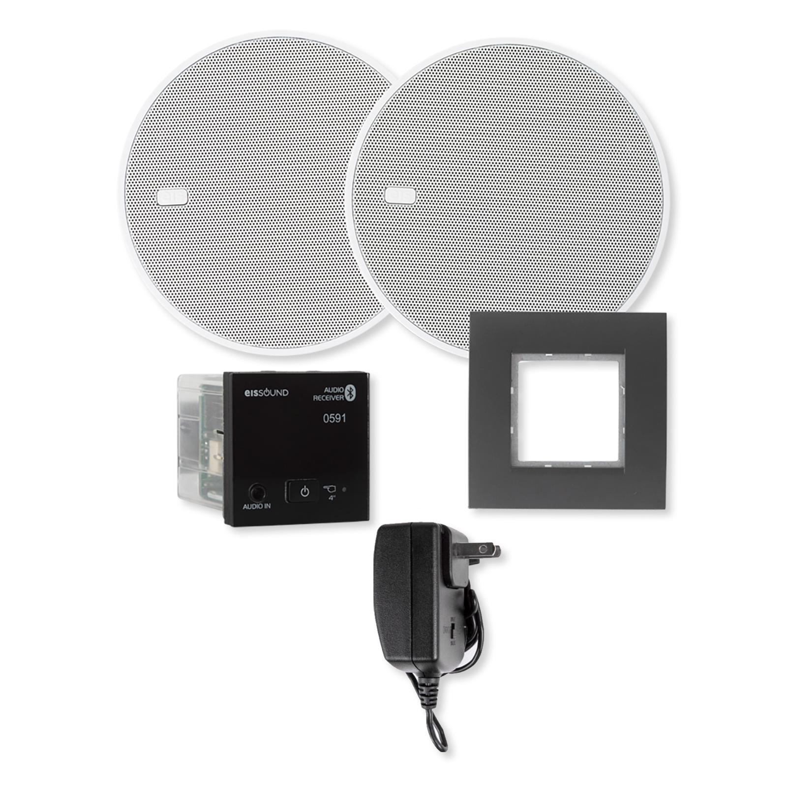KBSound In-Wall Bluetooth Audio Receiver with Two 5 In. Speakers and Power Supply, Black, EU