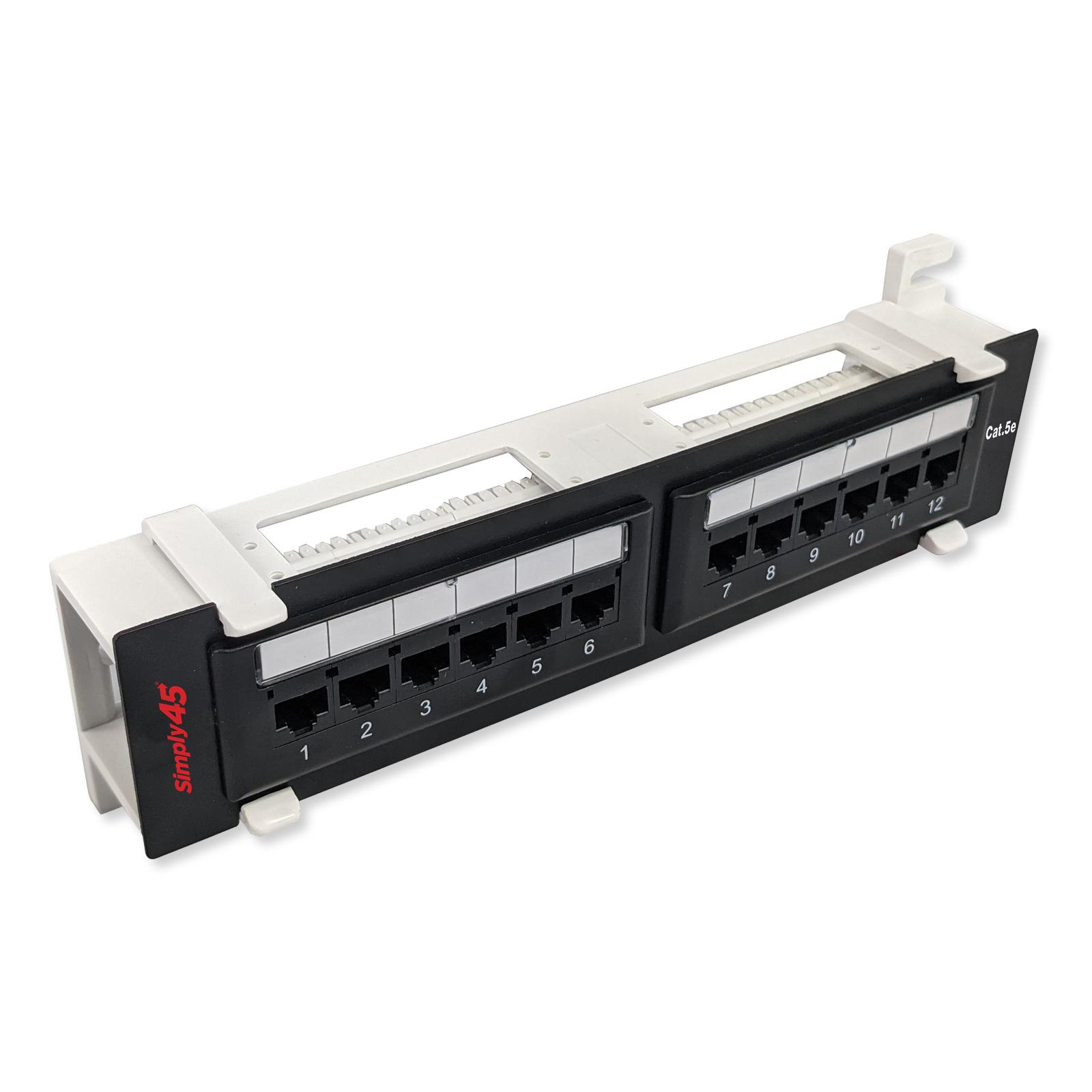 Simply45 Loaded 12 Port Wall Mount Cat5e UTP Patch Panel