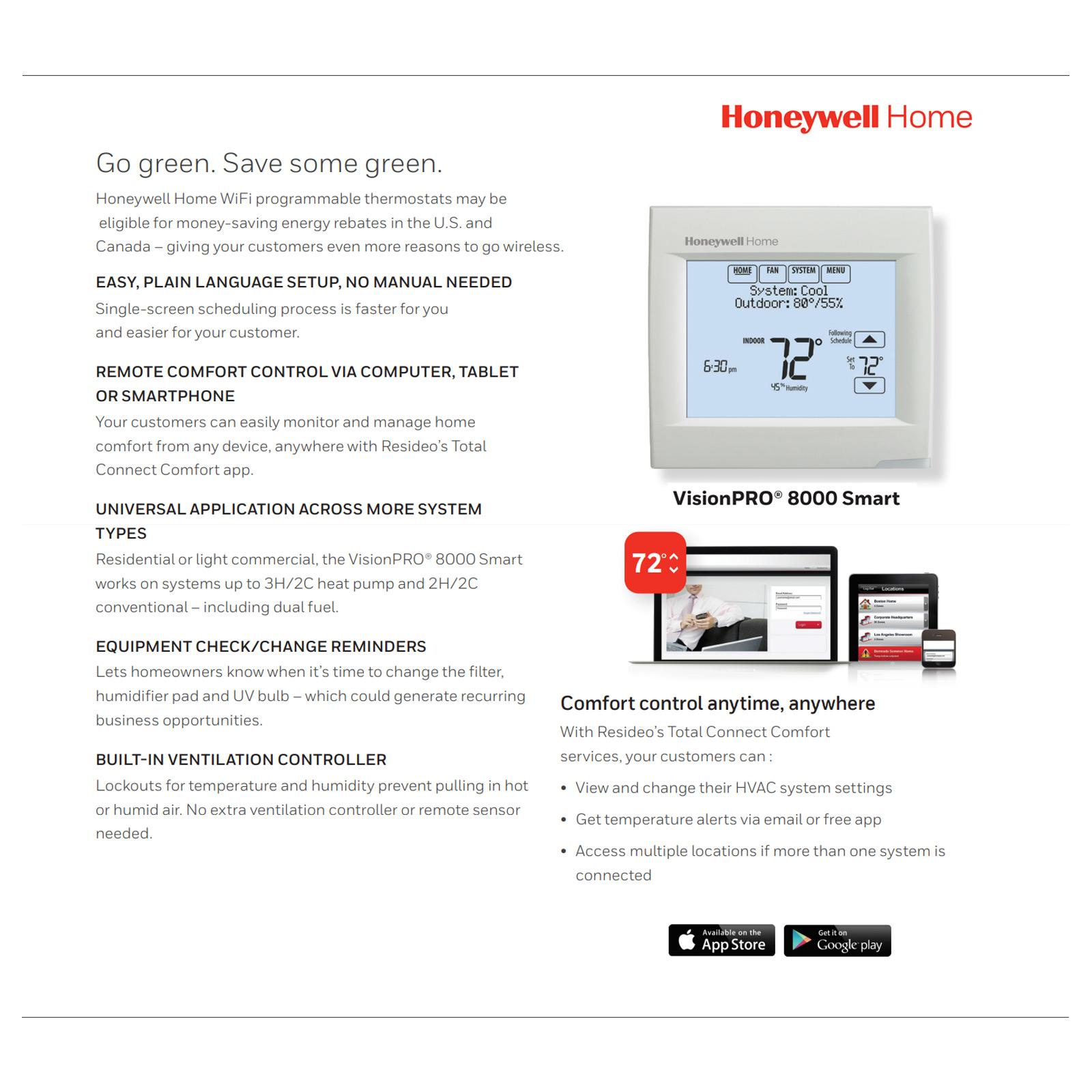 Honeywell VisionPro 8000 Wifi Programmable Thermostat