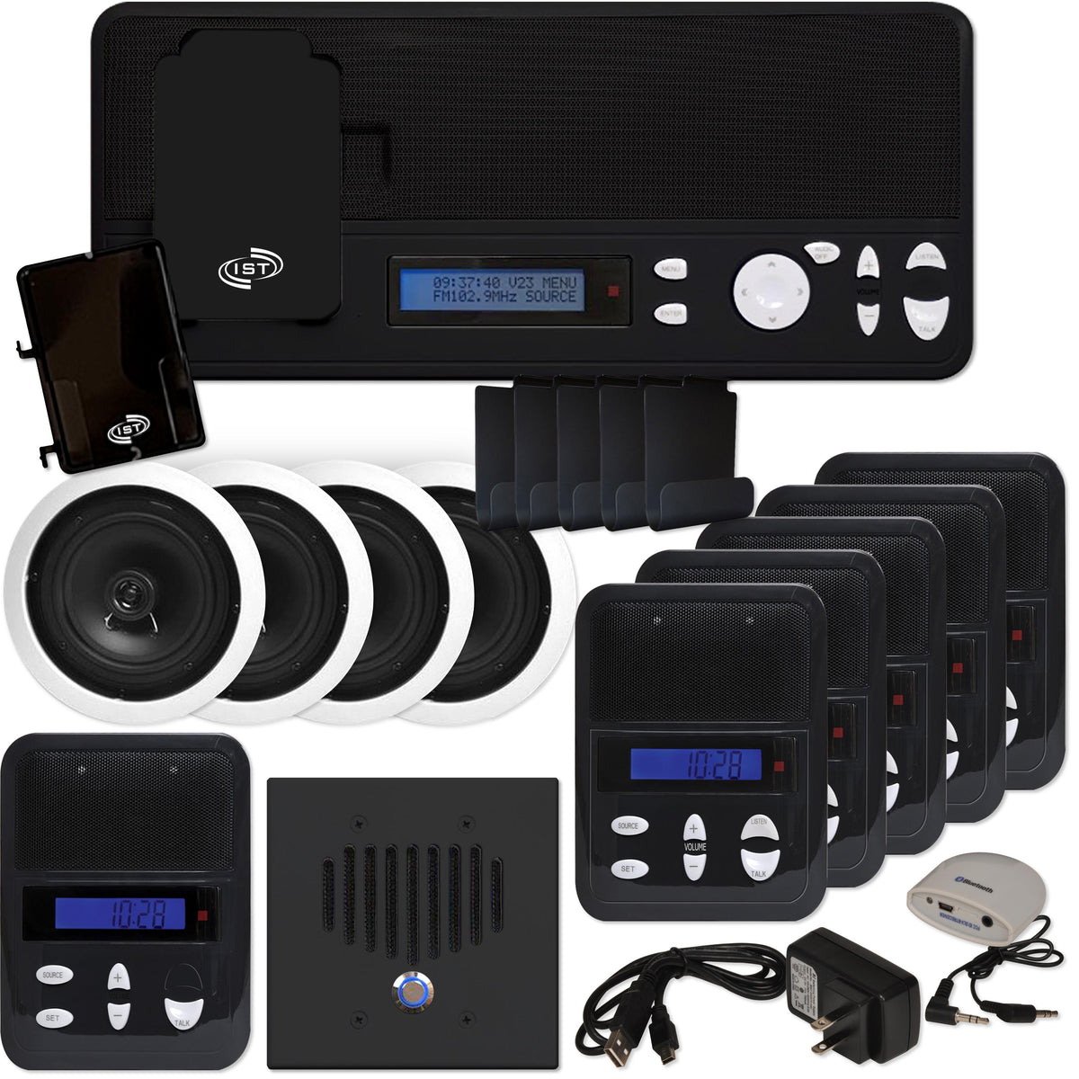 IST I2000 Music & Intercom Deluxe 5-Room Kit with Speakers
