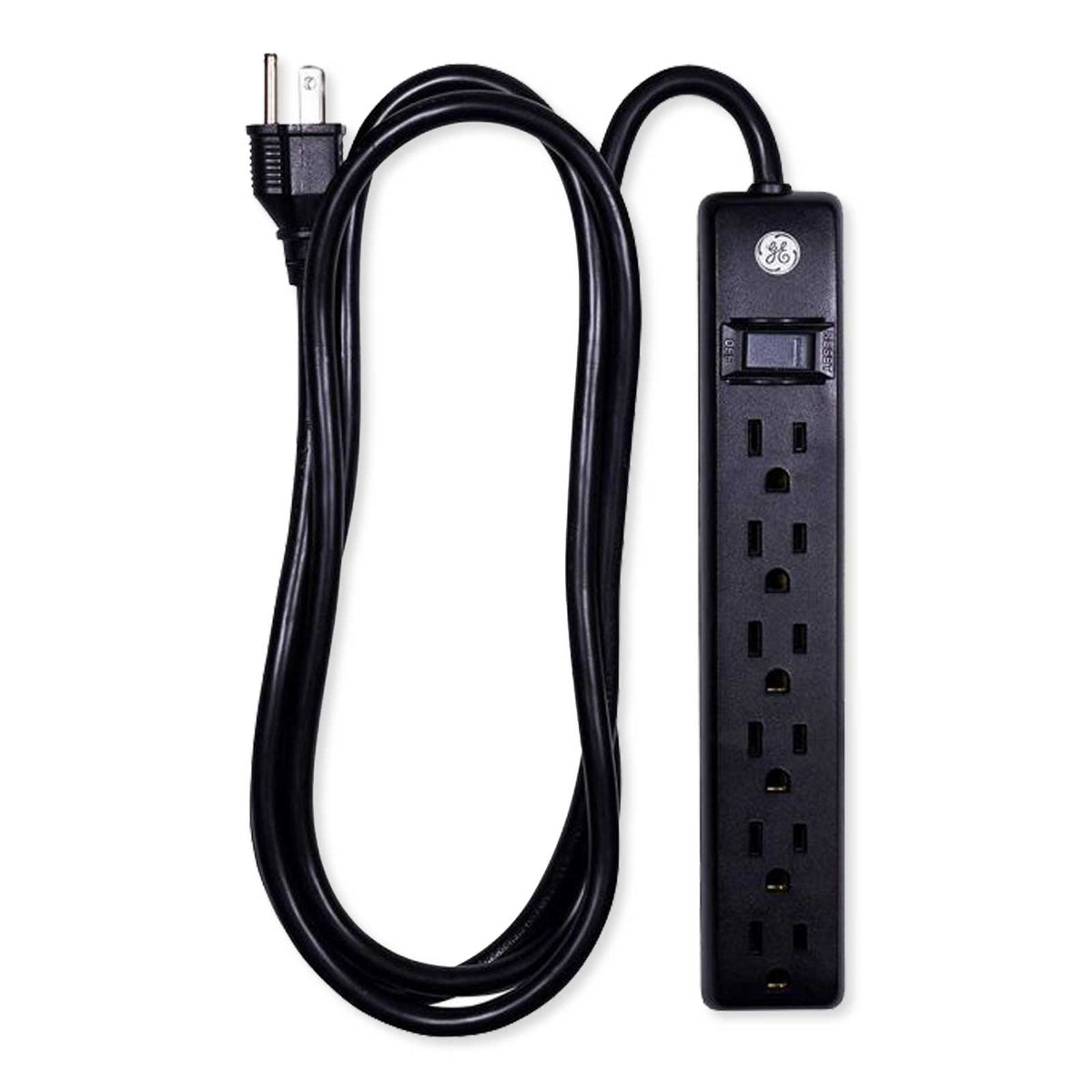 GE 6-Outlet Power Strip, 6ft Cord, Black