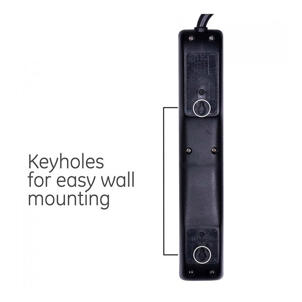 GE 6-Outlet Power Strip, 6ft Cord, Black
