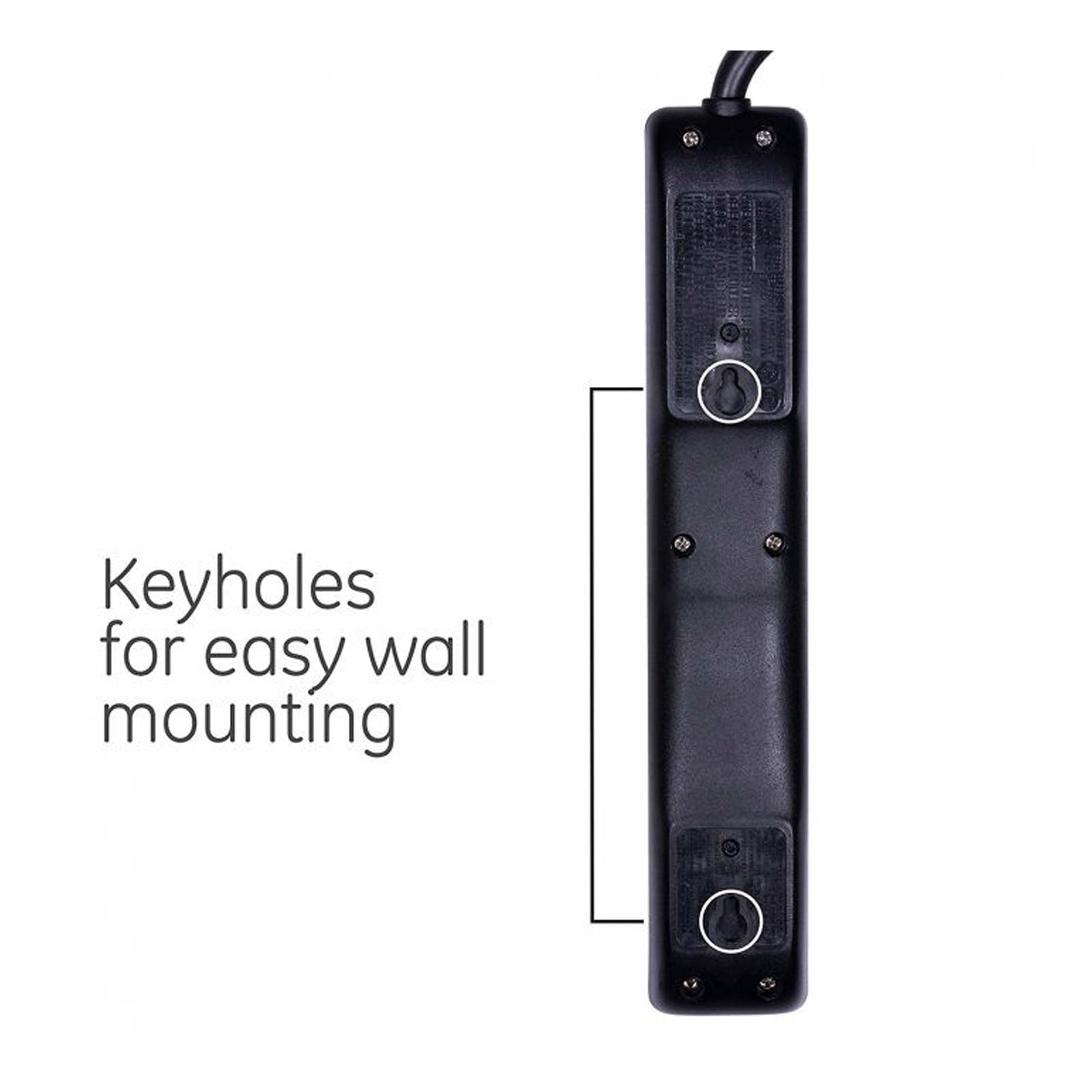 GE 6-Outlet Power Strip, 6ft Cord, Black