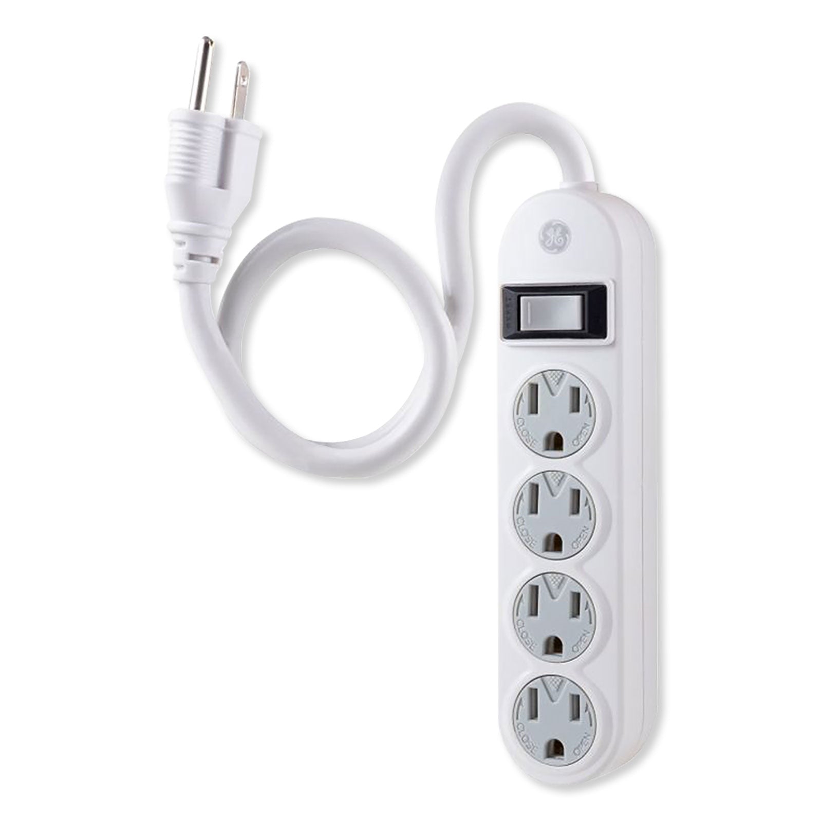 GE 4-Outlet Power Strip with Safety Covers, 1.5'