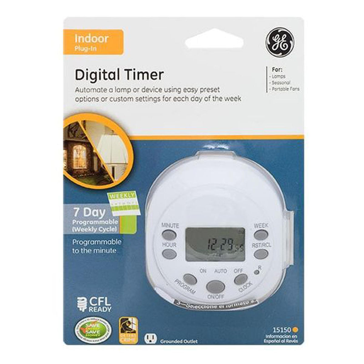 GE Indoor Plug-In 7-Day Digital Timer, White