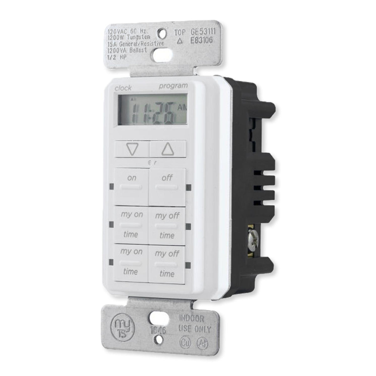 MyTouchSmart Indoor In-Wall Simple Set Digital Timer, White