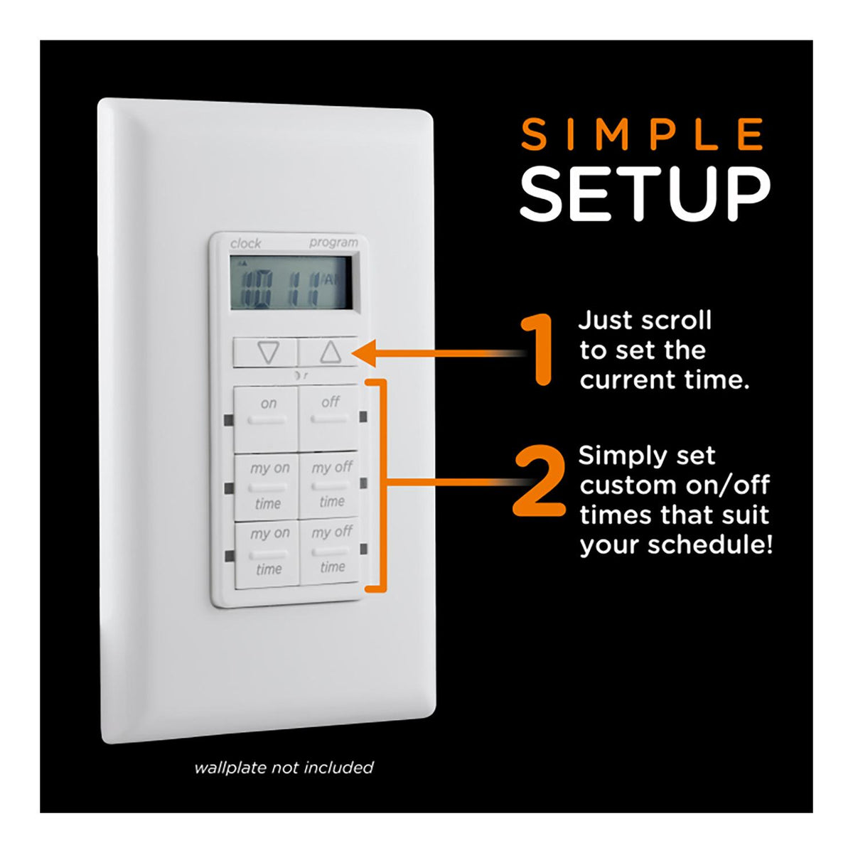 MyTouchSmart Indoor In-Wall Simple Set Digital Timer, White