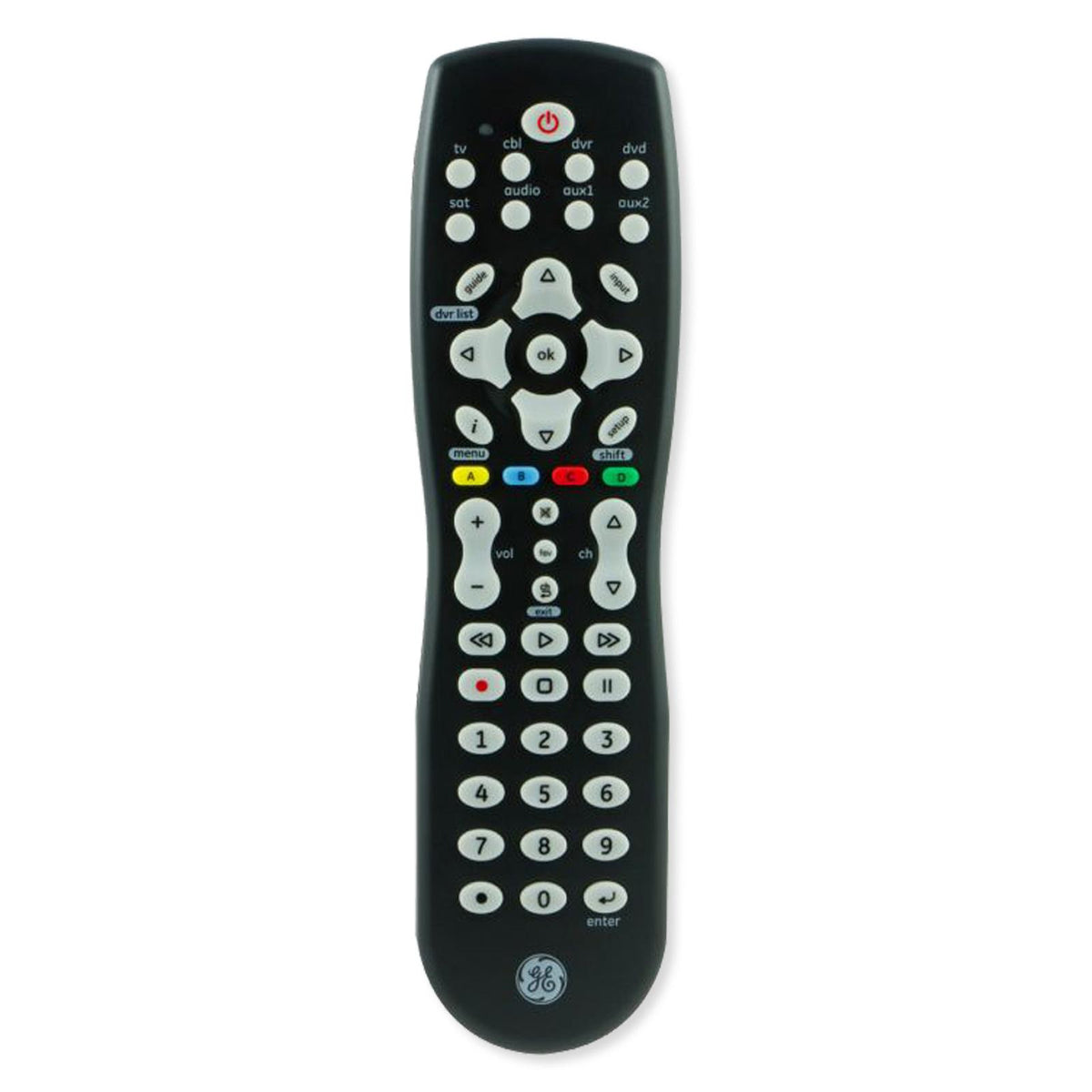 GE 8-Device Universal Remote Control, DVR Infrared, Black
