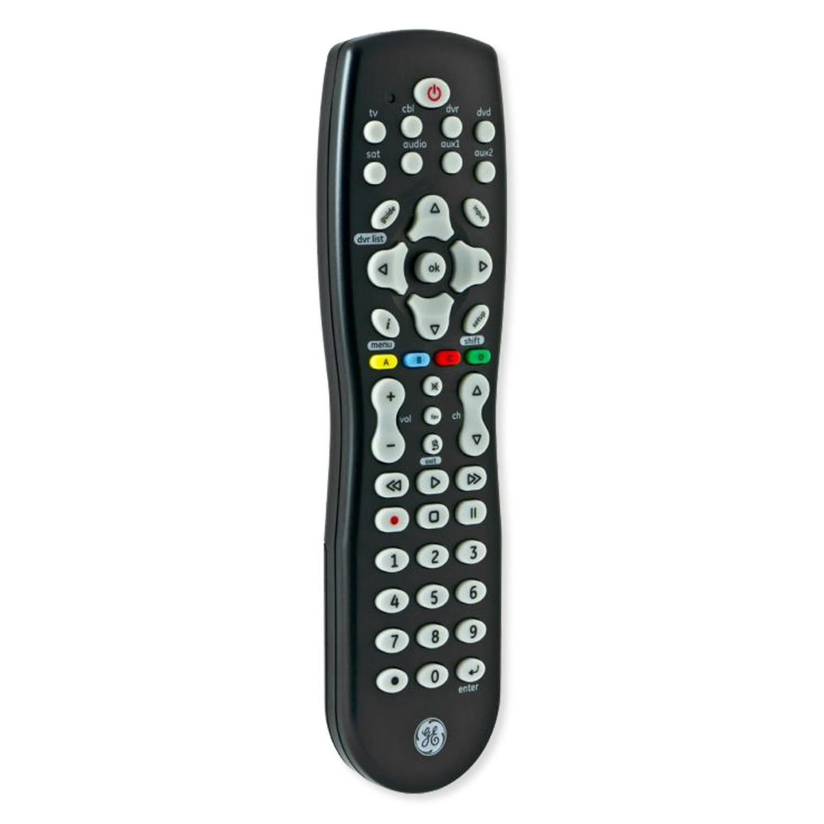 GE 8-Device Universal Remote Control, DVR Infrared, Black