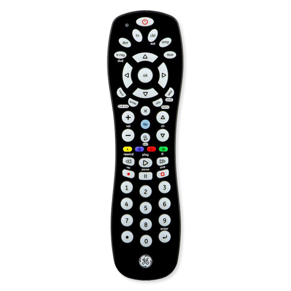 GE 6-Device Universal Remote Control, Infrared, Black