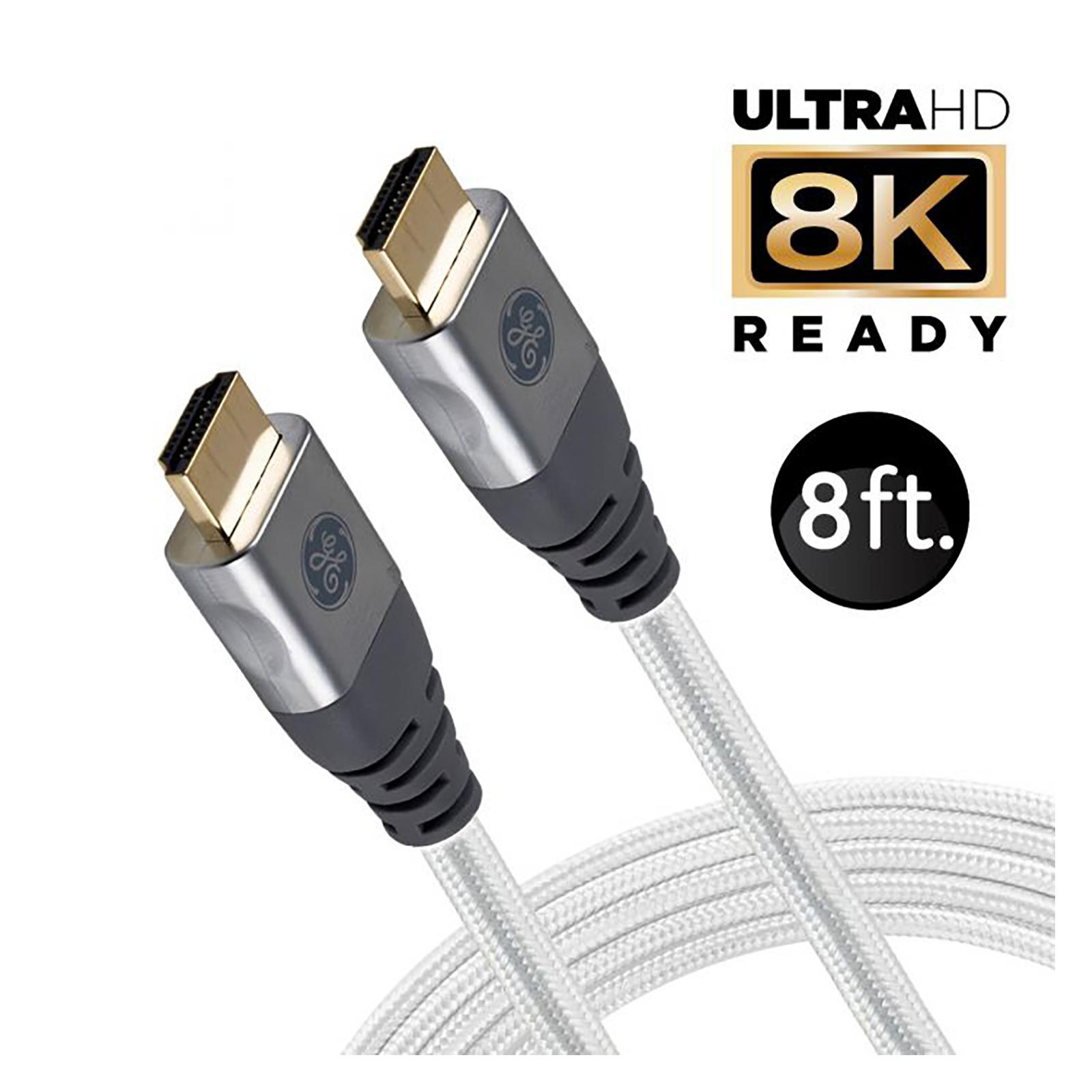 GE High Speed 8K HDMI Cable with Ethernet, 8'