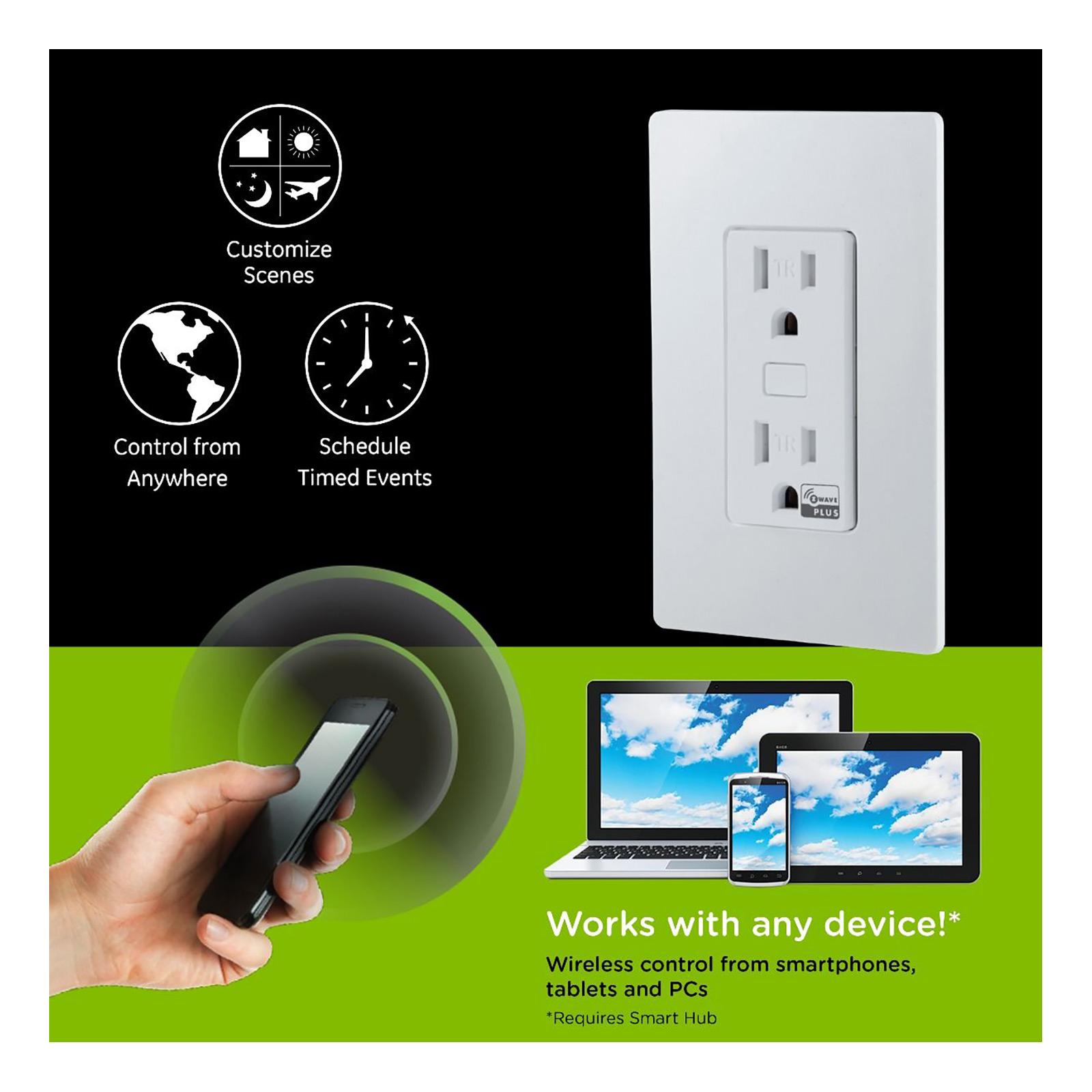 Enbrighten Z-Wave Plus Smart Receptacle, Tamper Resistant, 700 Series