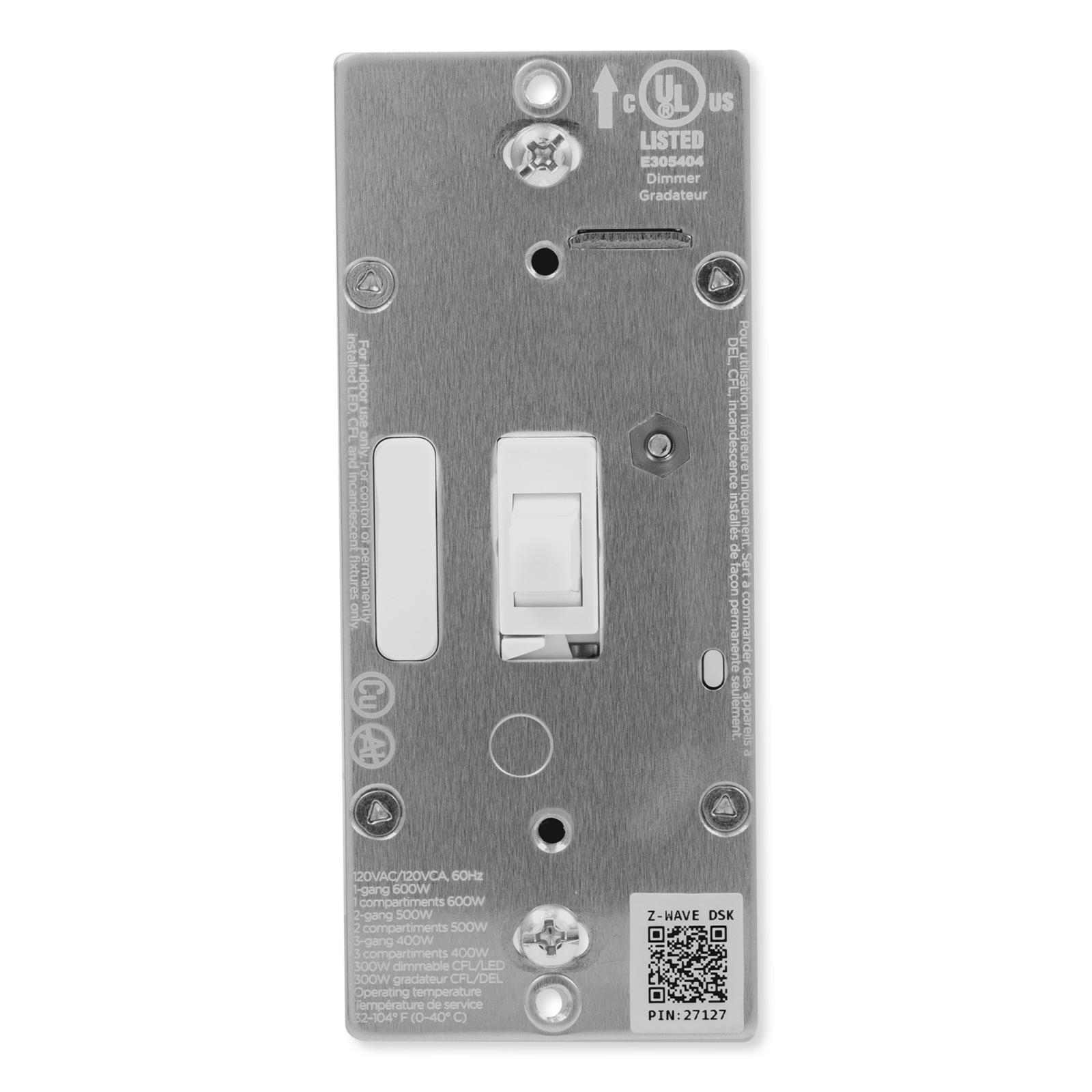 JascoPro Series Z-Wave Plus In-Wall Smart Dimmer, Toggle, White, 700 Series