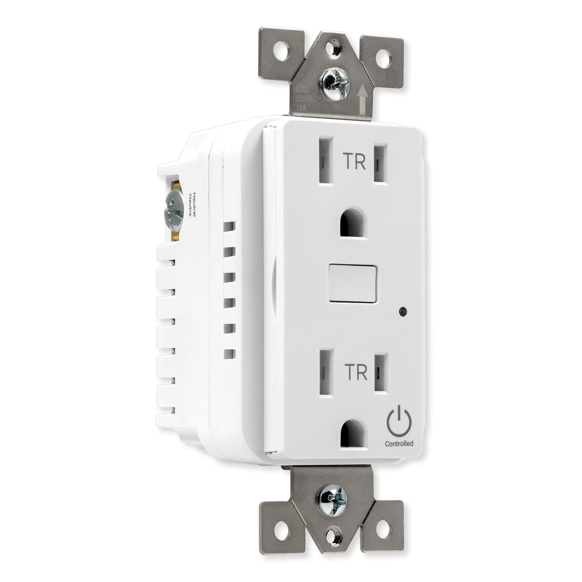 JascoPro Series Wi-Fi In-Wall Smart Receptacle, 15A, White/Light Almond Faceplates