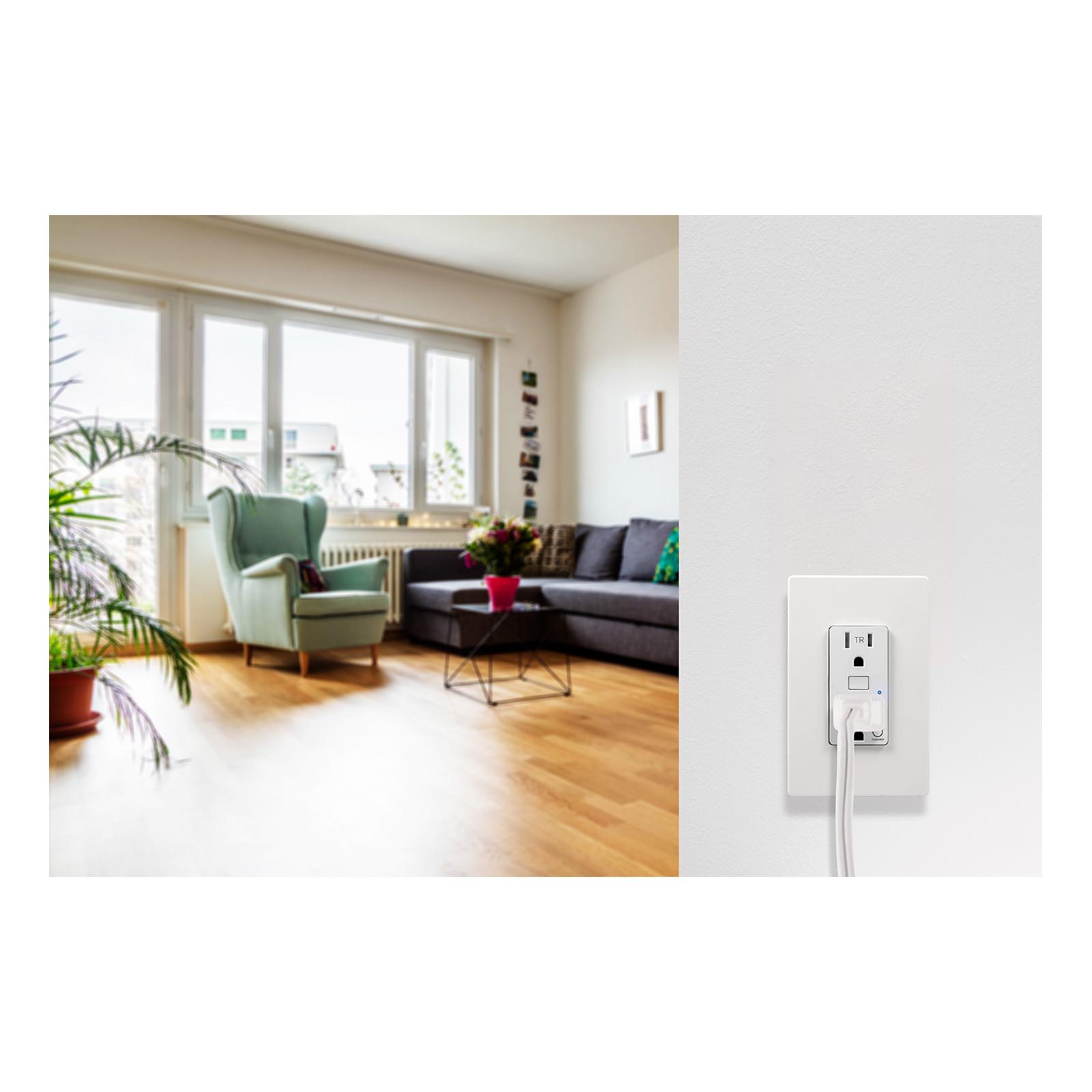 JascoPro Series Wi-Fi In-Wall Smart Receptacle, 15A, White/Light Almond Faceplates