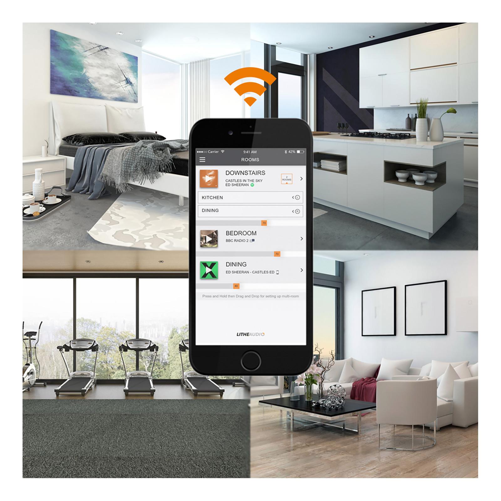 Lithe Audio All-In-One Wi-Fi and Bluetooth IP44 Bathroom Ceiling Speaker (Single)