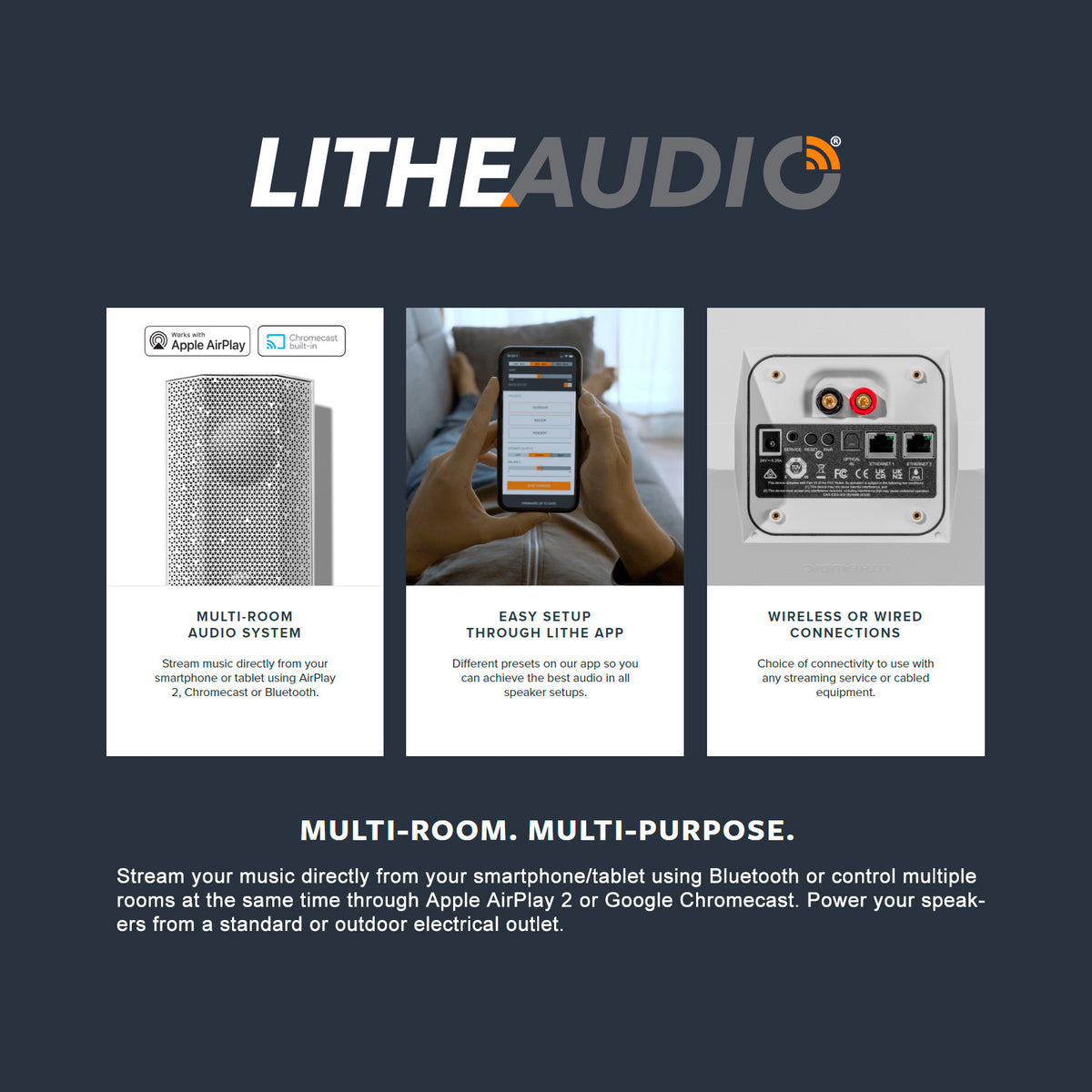 Lithe Audio IO1 Wi-Fi Speakers (1 Master, 1 Passive), White