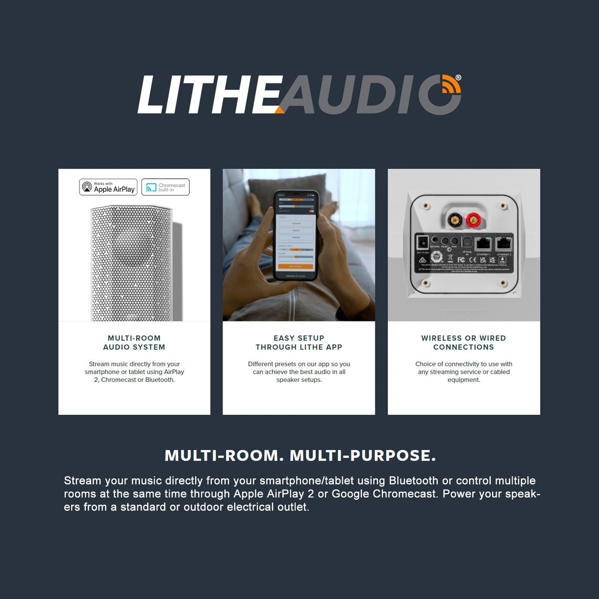 Lithe Audio IO1 Wi-Fi Speakers, Pair, White