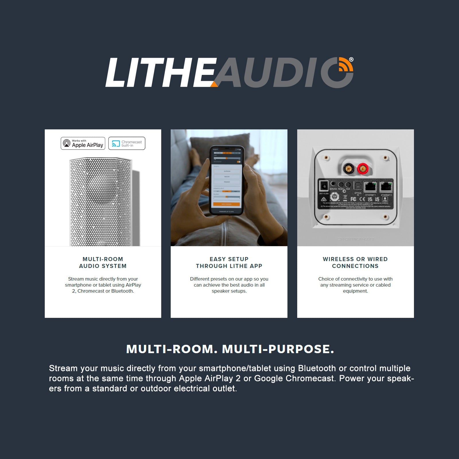Lithe Audio IO1 Wi-Fi Speakers, Pair, White