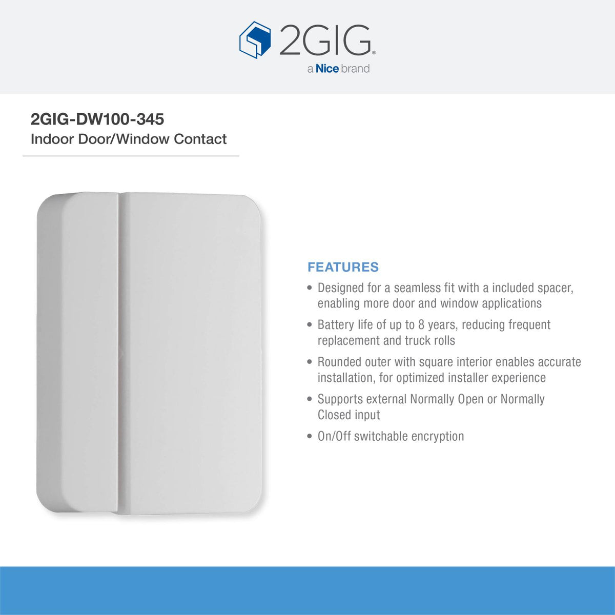 2GIG Wireless Door/Window Contact Sensor, 345MHz