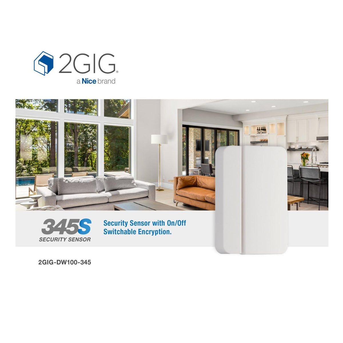 2GIG Wireless Door/Window Contact Sensor, 345MHz