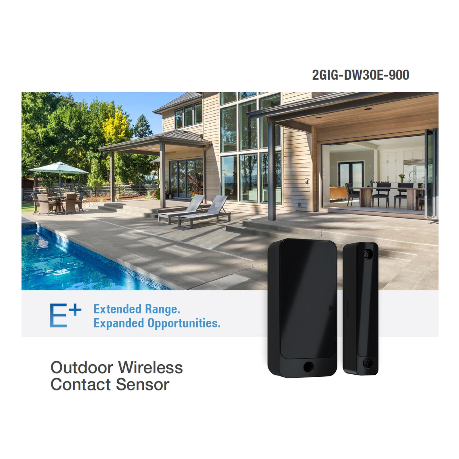 2GIG E+ Outdoor Contact Sensor / 900 MHz / Two-way/ Black/ Paintable