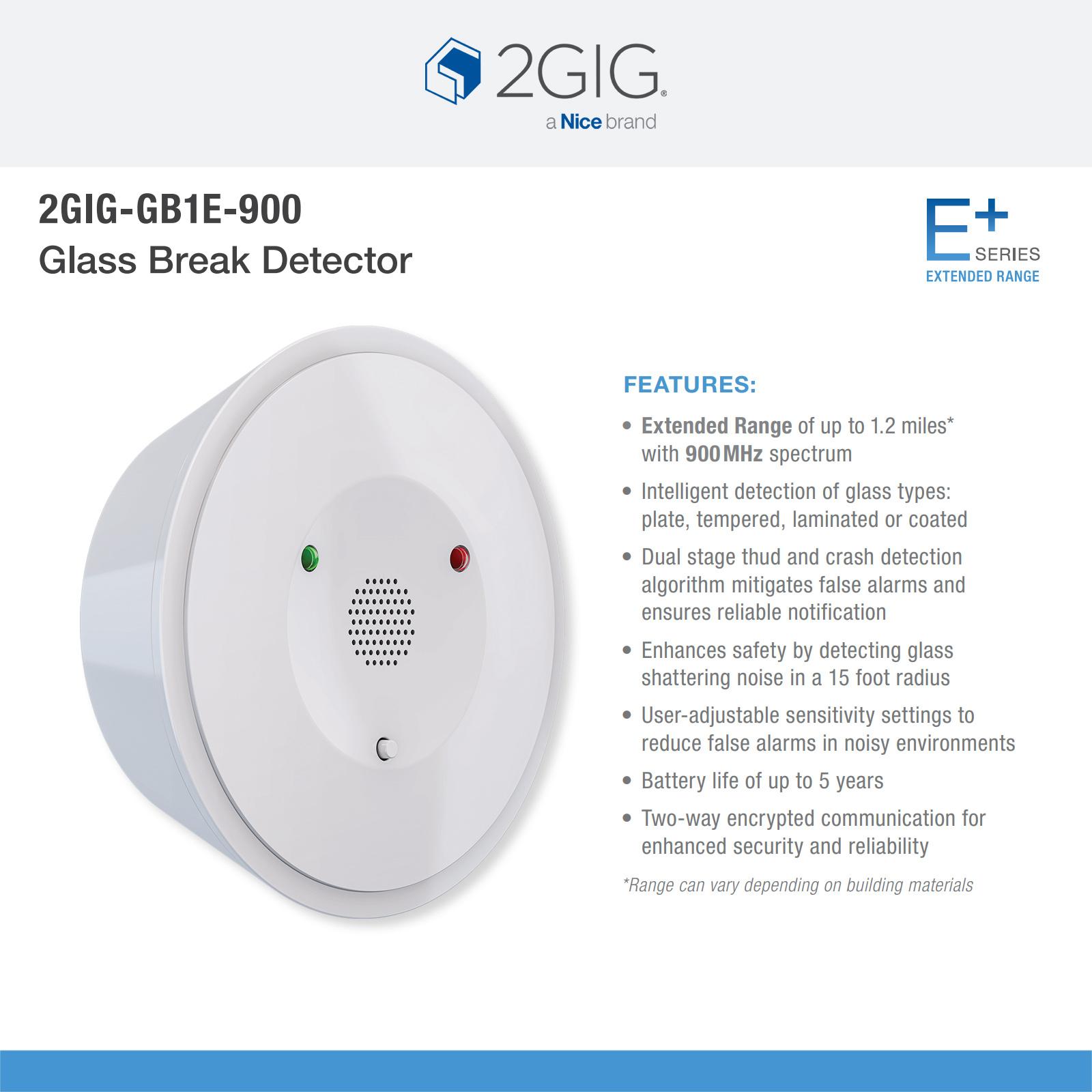 2GIG E+ Glass Break Detector with Dual State Detection