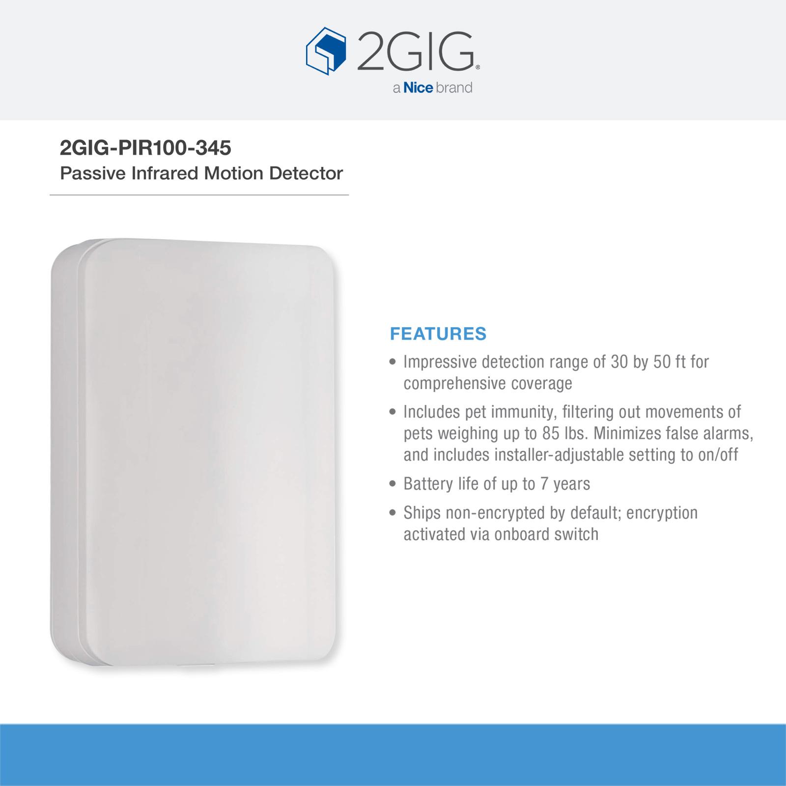 2GIG Passive Infrared Motion Detector, 345MHz