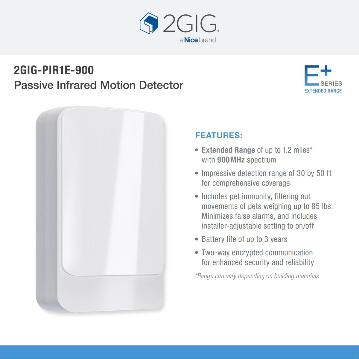 2GIG E+ Passive Infrared Motion Detector
