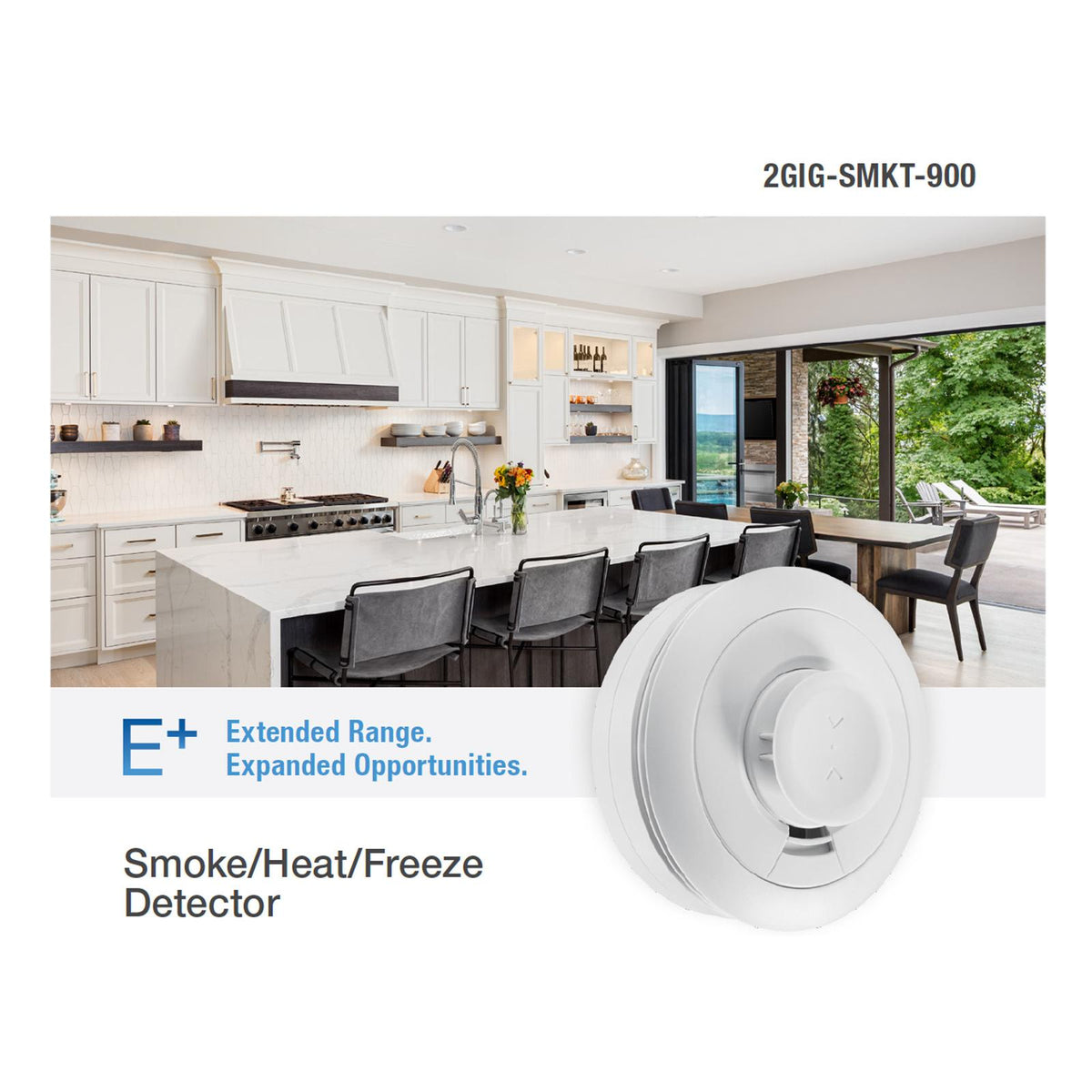 2GIG E+ Smoke, Heat & Freeze Detector, 8th Edition / 900 MHz / Two-way / White