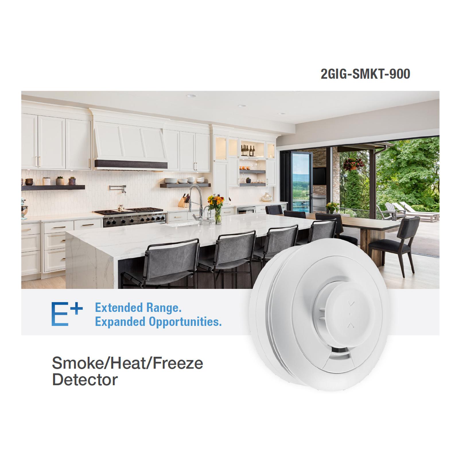 2GIG E+ Smoke, Heat & Freeze Detector, 8th Edition / 900 MHz / Two-way / White