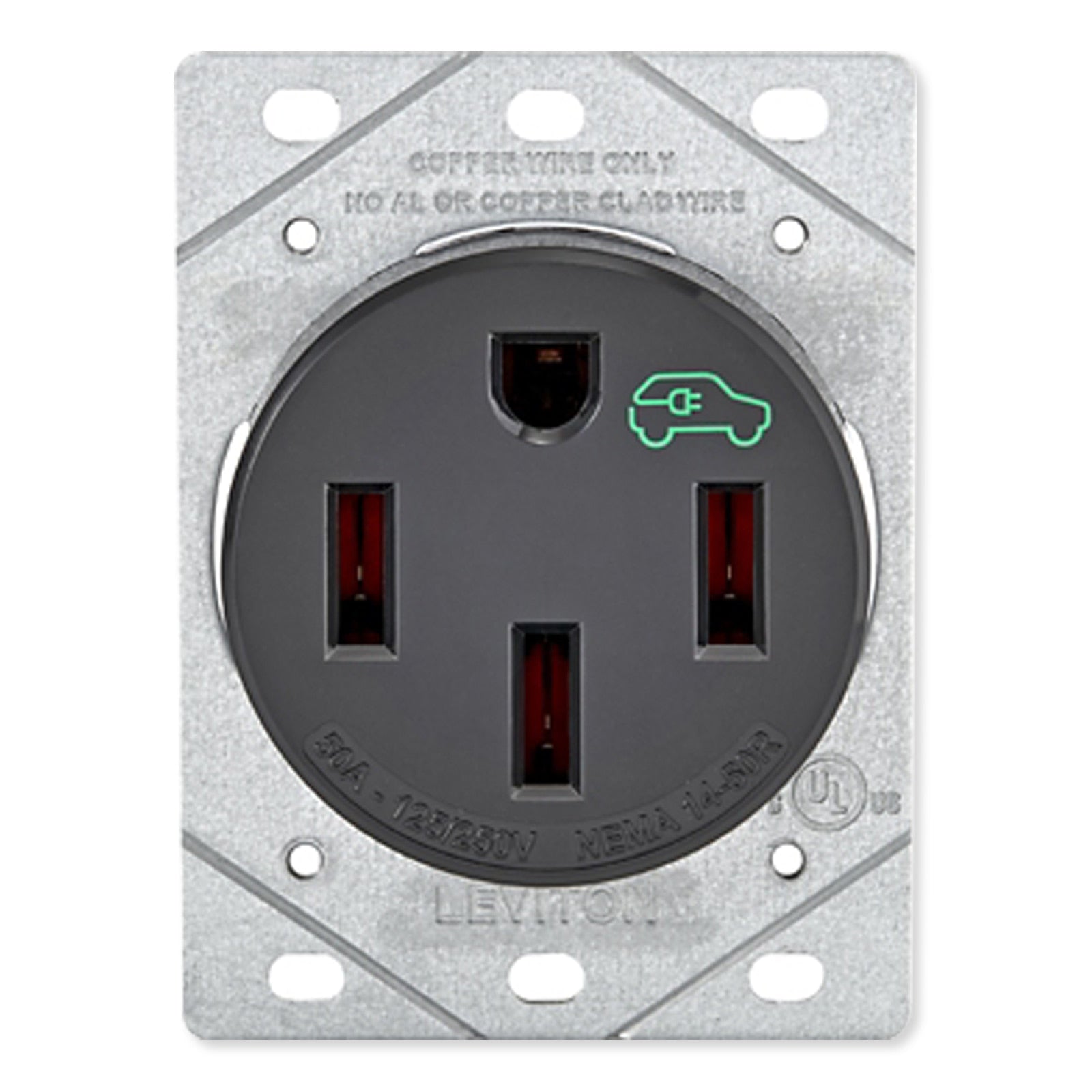 Leviton 50A Heavy Duty Flush Mount Receptacle for EV Charging Stations