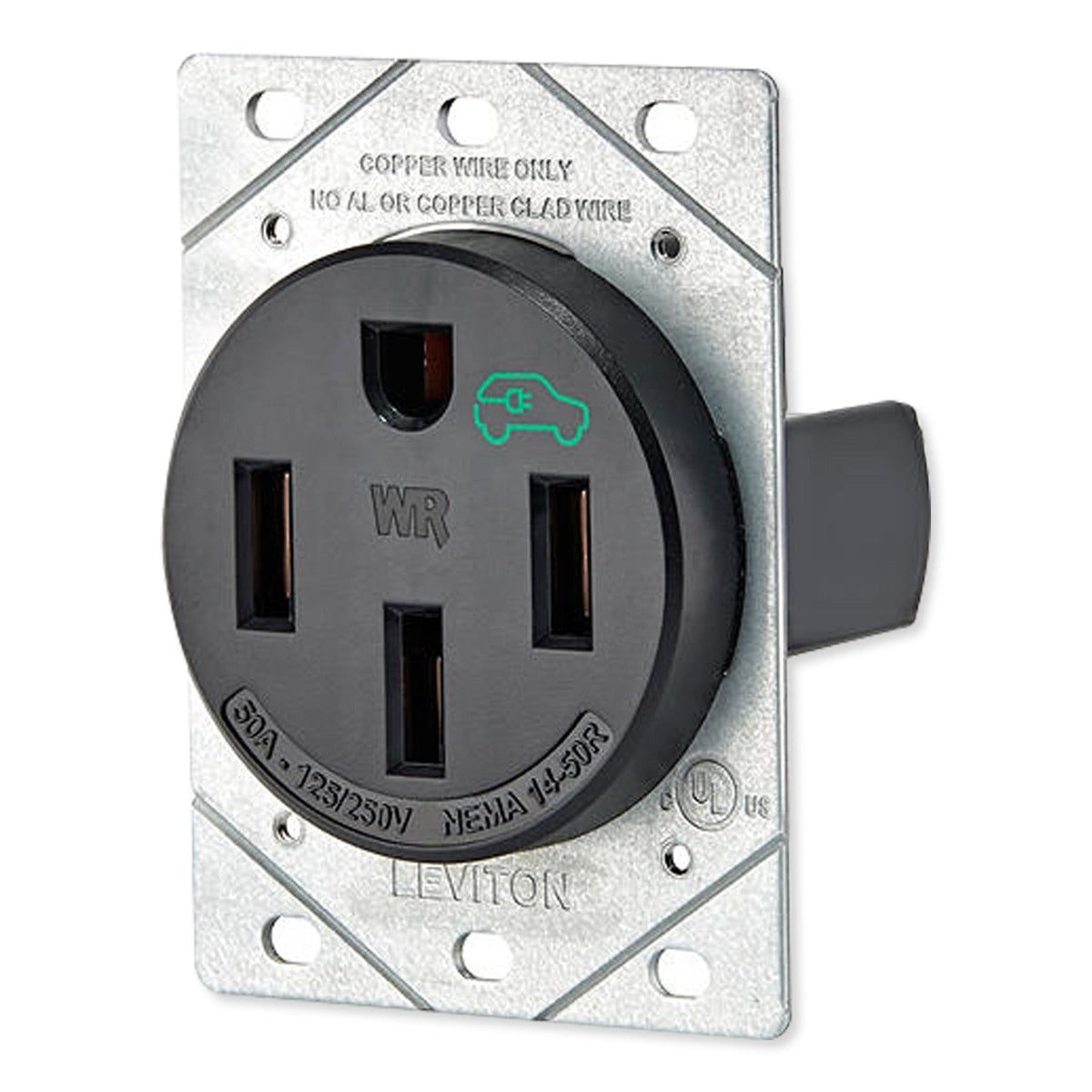 Leviton 50A Heavy Duty Flush Mount Receptacle/Outlet for EV Charging Stations, Weather-Resistant
