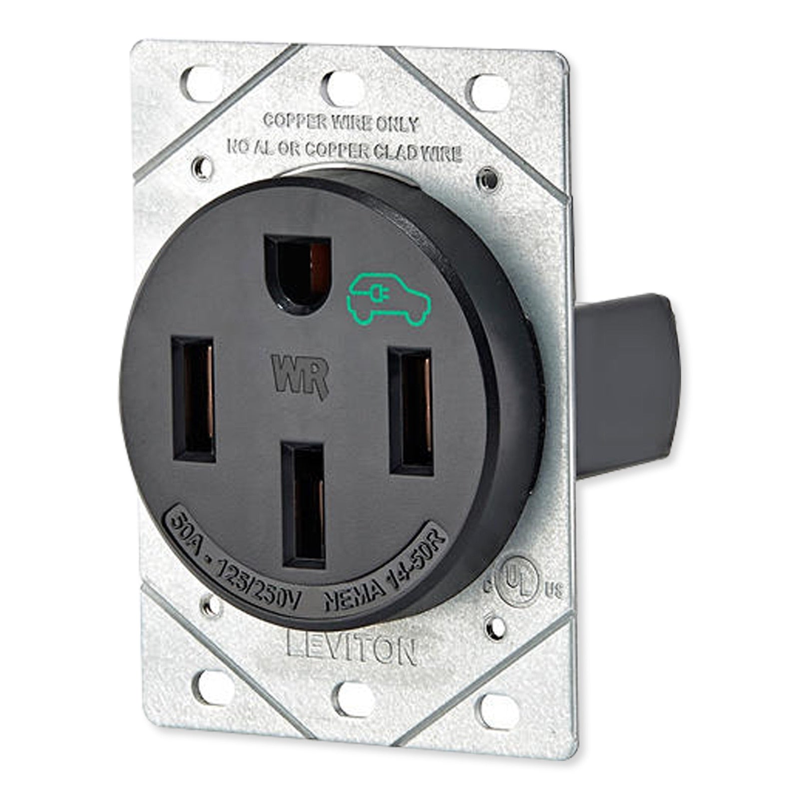 Leviton 50A Heavy Duty Flush Mount Receptacle/Outlet for EV Charging Stations, Weather-Resistant
