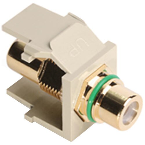 Leviton QuickPort RCA Snap-In Connector (Gold-Plated), Green Stripe