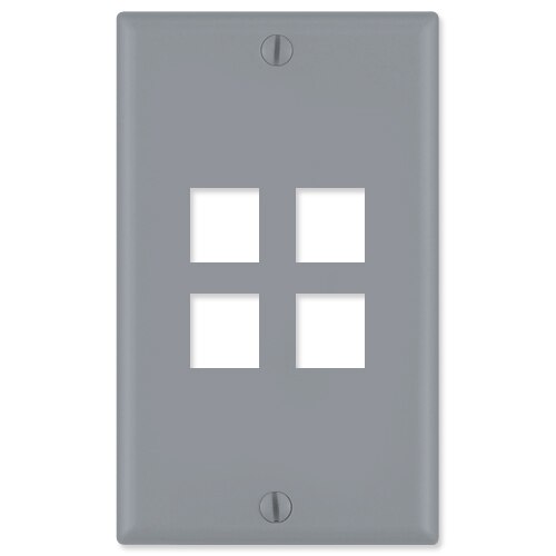 Leviton QuickPort Wallplate, 1-Gang, 4-Port