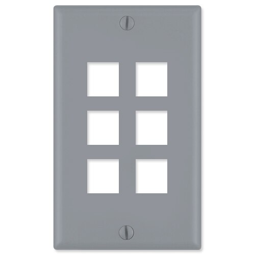 Leviton QuickPort Wallplate, 1-Gang, 6-Port