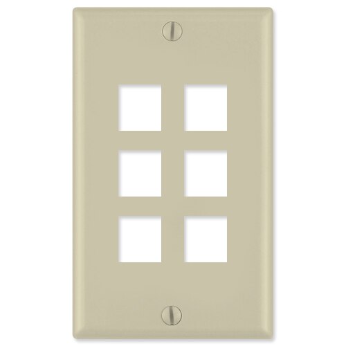Leviton QuickPort Wallplate, 1-Gang, 6-Port
