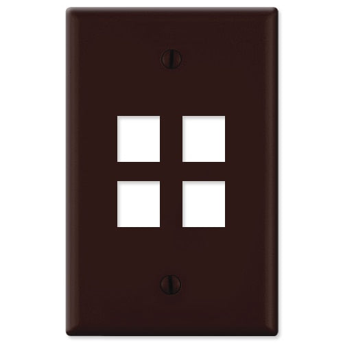 Leviton Midsize QuickPort Wallplate, 1-Gang, 4-Port