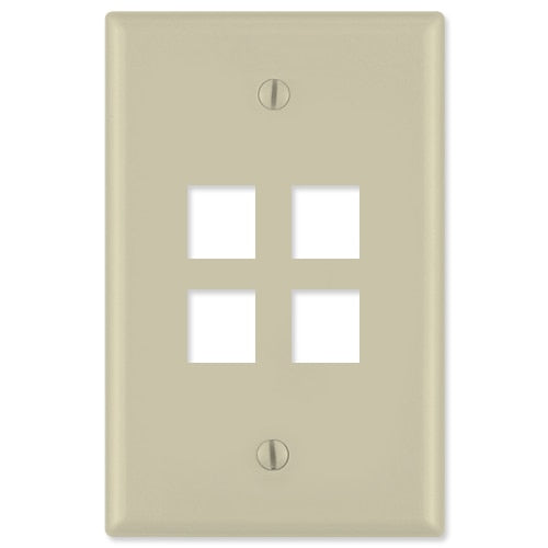 Leviton Midsize QuickPort Wallplate, 1-Gang, 4-Port