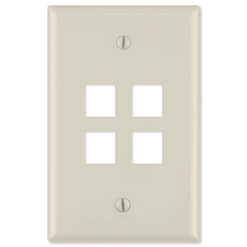 Leviton Midsize QuickPort Wallplate, 1-Gang, 4-Port